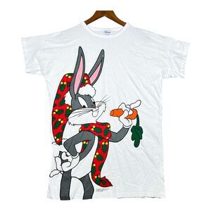 VTG 1993 Christmas Bugs Bunny Christmas Night Pajama Single Stitch Shirt 2XL